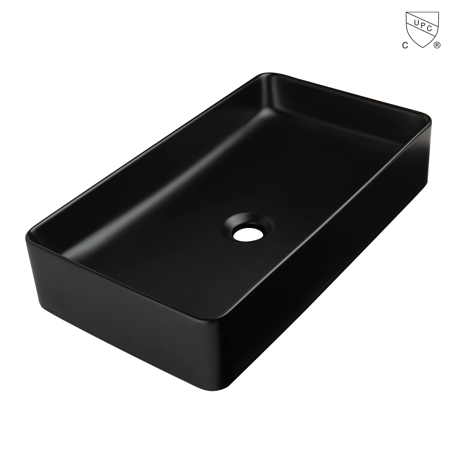 Matte black finish countertop ceramic rectangle vessel sink grade-a bathroom sanitary ware product vanity top wash basin MC-1632, produced by Chaozhou Meilong Ceramics Co. Ltd